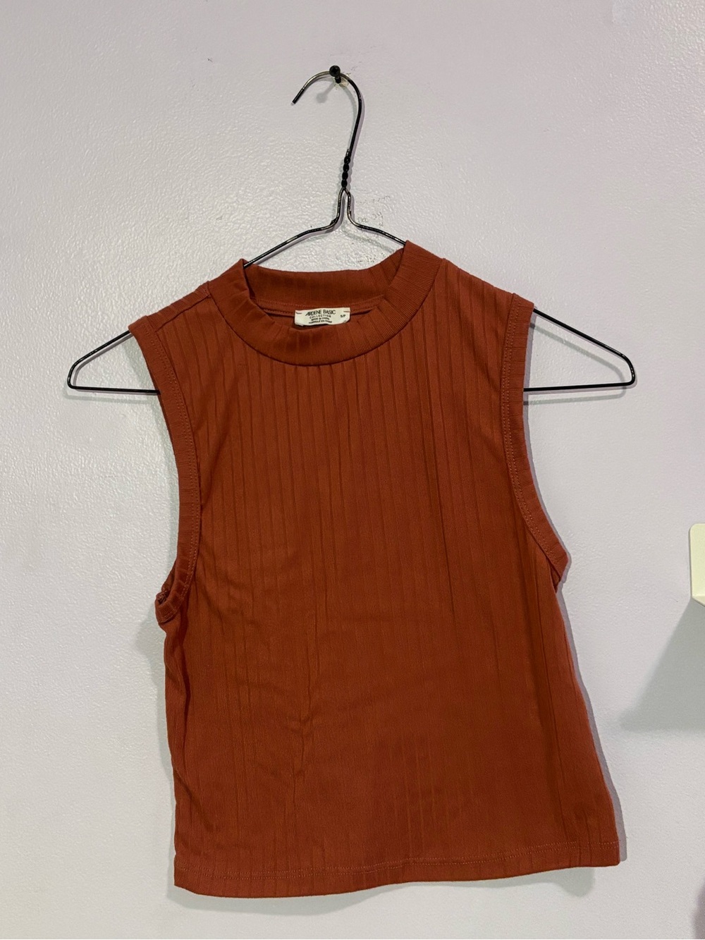 Madewell Sleeveless Ribbed Mock Neck Tank — Rusty Orange